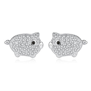 Cute Pig Earrings With Stones - jolics