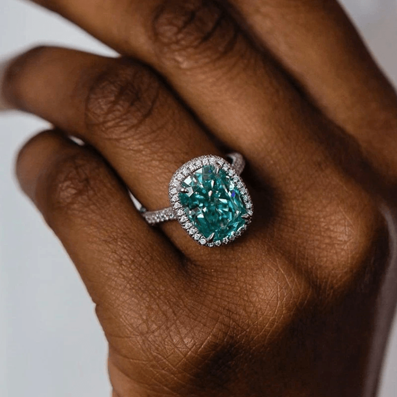 Paraiba Tourmaline Stone Wedding Ring Set,Pear 2024 Cut Tourmaline Engagement Ring,2Pcs Women's Ring,Halo Anniversary Ring Set,Gift For her.Rings