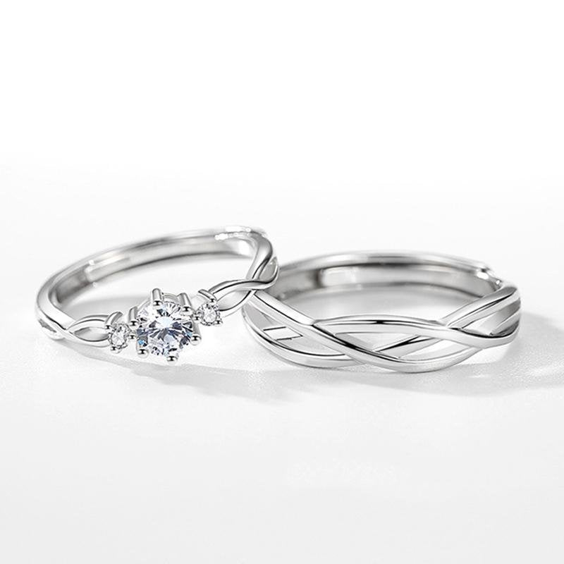 Round Cut Open Couple Rings