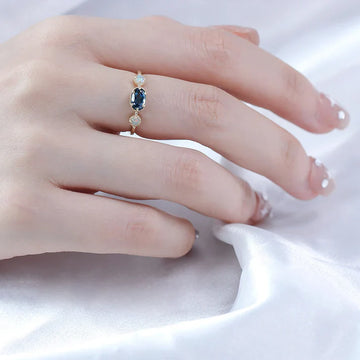 Blue Topaz Opal Ring