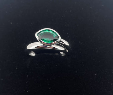 Double Ring Wrap Design 925 Silver Cultivated Green Ring Women Jewelry Gift