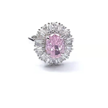 4.4t Carat Anniversary Ring 925 Silver Cubic Zirconia Pink Ring