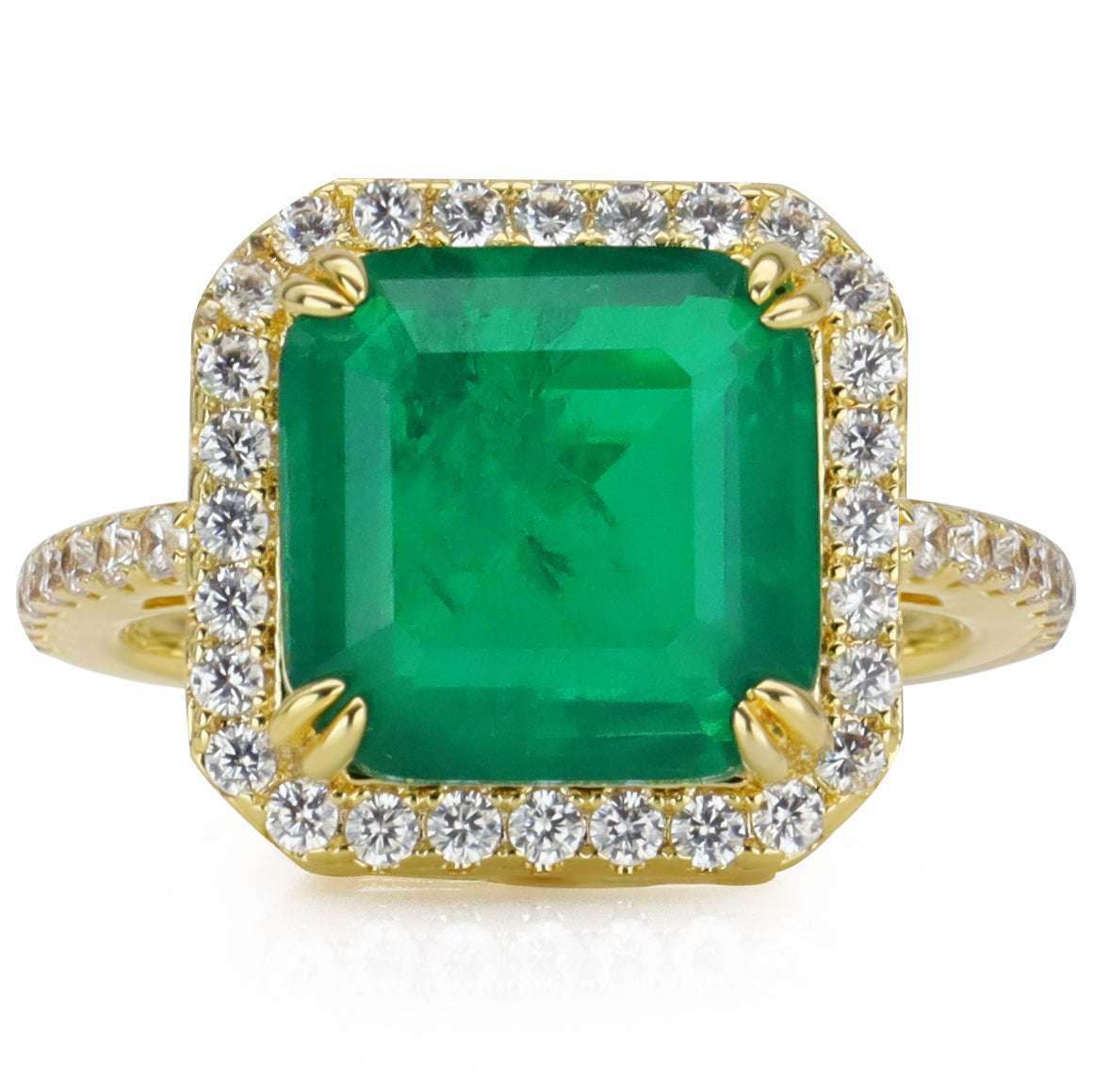 Handmade Radiant Cut Emerald Engagement Ring