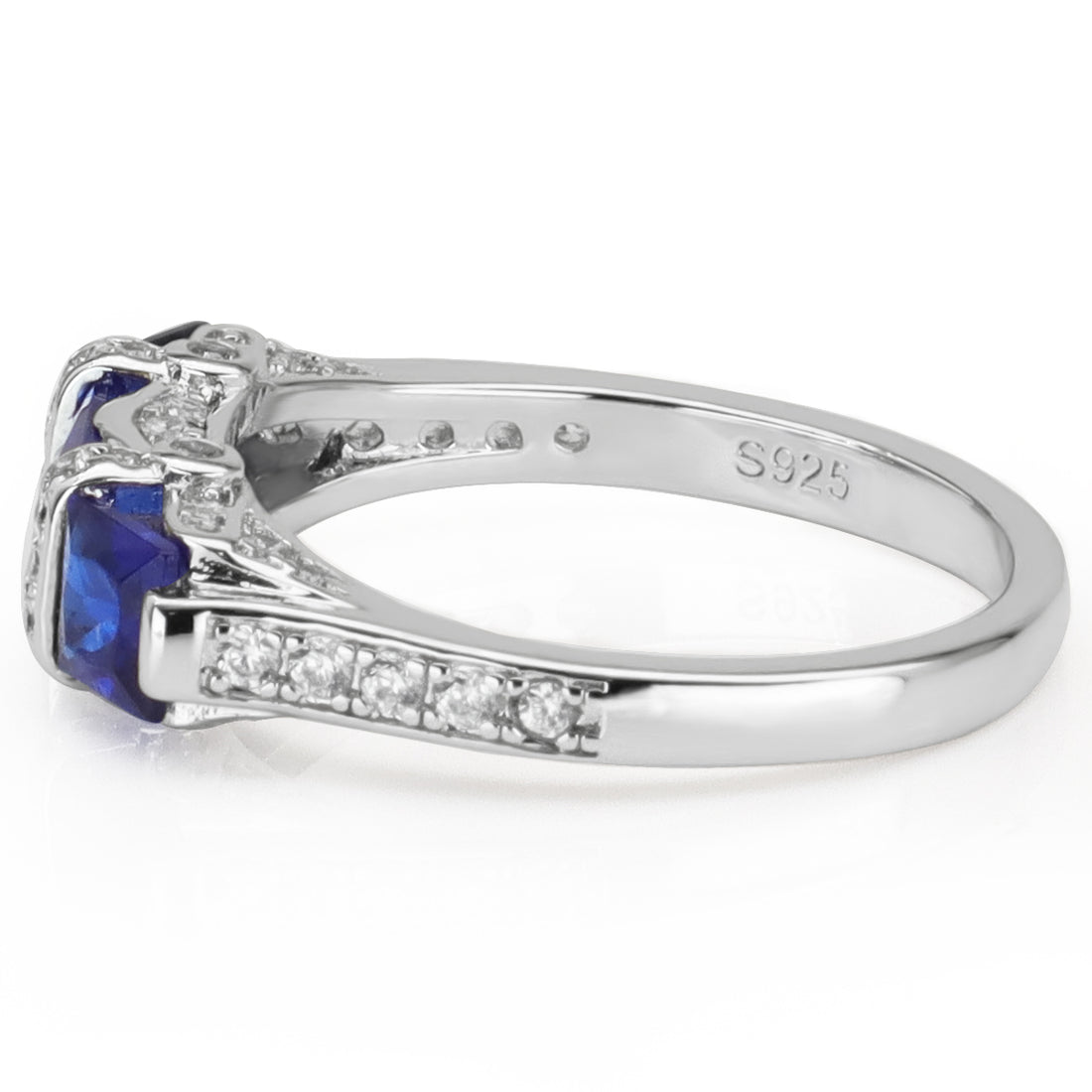 Blue Baguette Cut 925 Silver Promise Ring