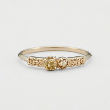 New arrival in spring 2023 French simple niche gentle style S925 silver plated with 14K gold light yellow crystal white zircon ring