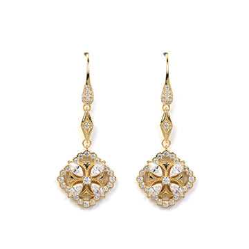 Jolics 2025 new high-end luxury 925 sterling silver gold-plated palace style long earrings