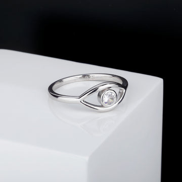 Jinao new S925 sterling silver devil's eye simple ring European and American retro eye zircon ring