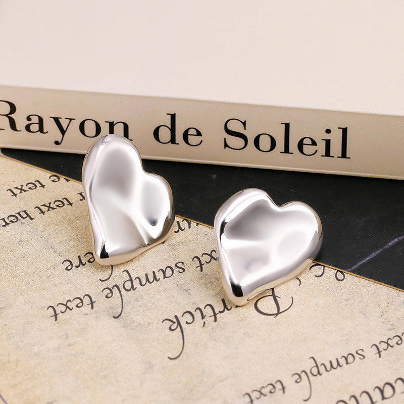 Dunli Jewelry Factory Wholesale Japanese niche simple irregular ins style S925 silver plain silver earrings