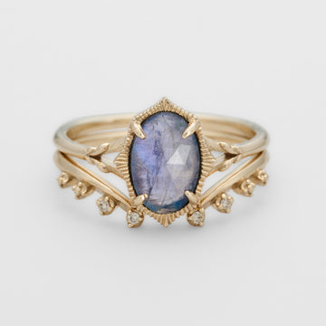 Jolics Jewelry  Light Luxury Night Sky Meteor S925 Silver Plated 14K Gold Iolite + Labradorite Ring