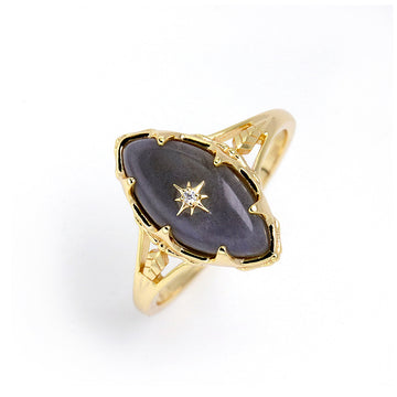 Jolics Limited Series Night Sky Star Grey Labradorite Retro Fantasy Female Ring S925 Silver Gold-plated Female Ring