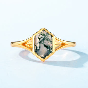 new S925 silver green moss stone ring live water grass agate ring European and American live broadcast independent station