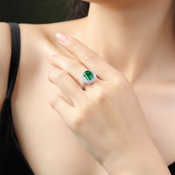 Willson Jewelry Colored Gemstone Ring Women's S925 Silver Cultivated Emerald Ring Fashionable Encircled Fashion Gemstone Bracelet