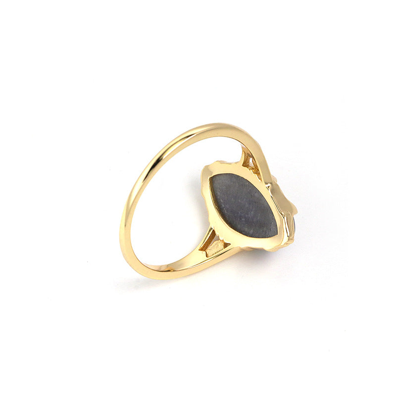 Jolics Limited Series Night Sky Star Grey Labradorite Retro Fantasy Female Ring S925 Silver Gold-plated Female Ring