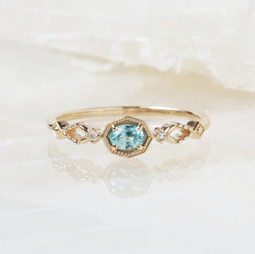 Jolics Jewelry 2024 Spring New Products  Simple Niche Style S925 Silver Apatite and White Zircon Ring