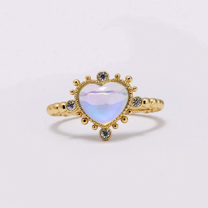 Jewelry source manufacturer Korean style sweet princess style s925 aurora opal white zirconium ring