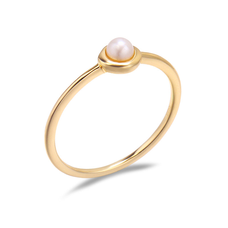 Japanese light luxury jewelry 925 sterling silver simple and versatile 2021 spring natural pearl marshmallow ring female new style