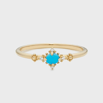 Jolics Jewelry Simple niche retro style geometric oval S925 silver plated 14K gold turquoise ring