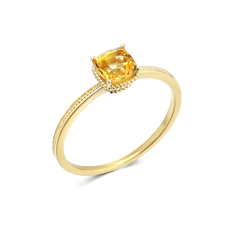 Jolics Jewelry S925 sterling silver gold-plated Japanese light luxury simple natural citrine birthstone ring