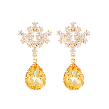 aget* same style female earrings S925 14K gold plated new female earrings natural yellow crystal earrings manufacturers wholesale