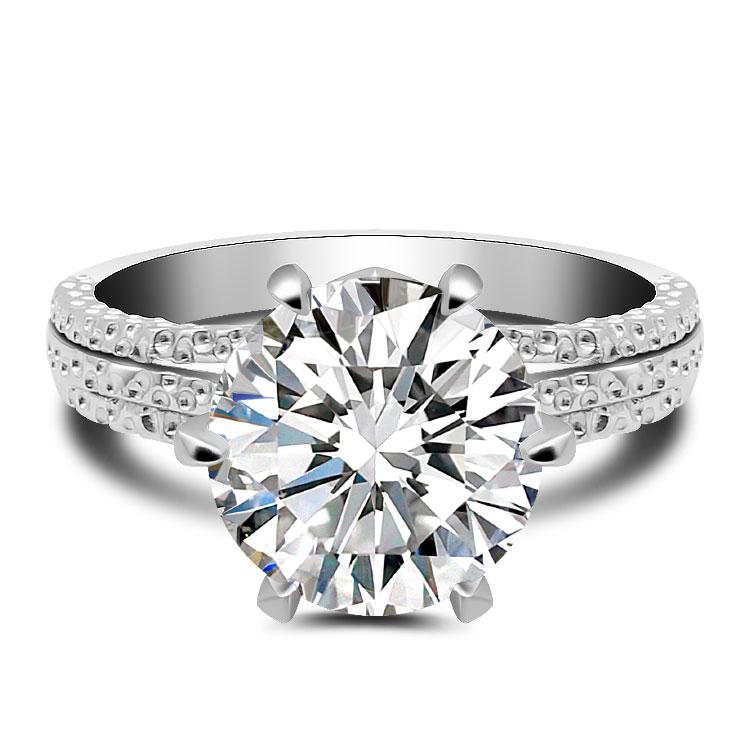 11.0 CT Round Cut Triple Row Stone Split Sterling Silver Engagement Ring JI0157 - jolics