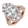 Jolics Oval Cut 5.2CT 925 Sterling Rose Gold Engagement Ring