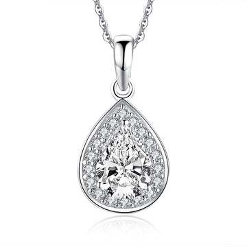 1.25ct Pear Cut 925 Sterling Silver Pendant Necklace - jolics