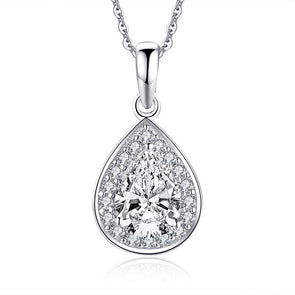 1.25ct Pear Cut 925 Sterling Silver Pendant Necklace - jolics