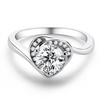 Moissanite Heart-Shaped Halo Round Cut Sterling Silver Engagement Ring