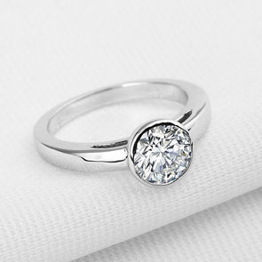 1CT Simple Bezel Round Solitaire Ring - jolics