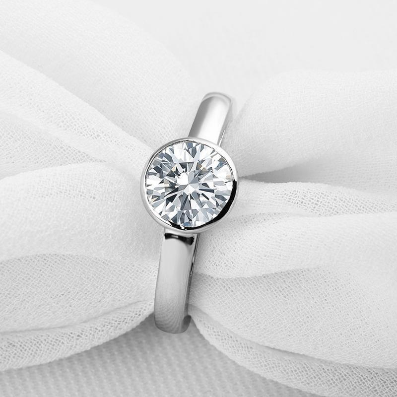 1CT Simple Bezel Round Solitaire Ring - jolics