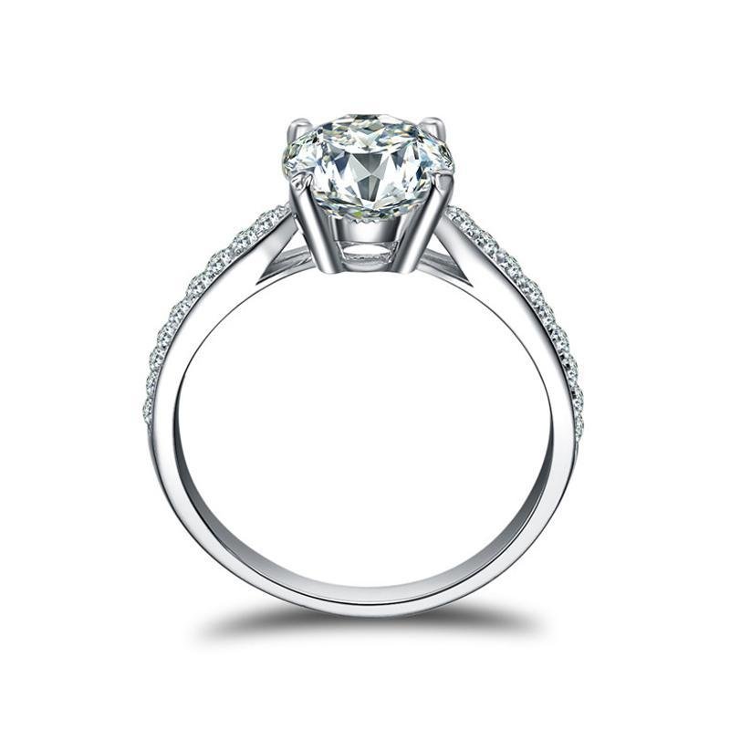 2.0CT Classic Round Cut Ring with Accents - jolics