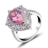 2.7 CT Double Halo Fancy Light Pink Pear Shape Sterling Silver Ring JI0123 - jolics