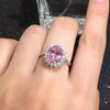 5.0 CT Flower Pink Stone Halo Sterling Silver Ring - jolics