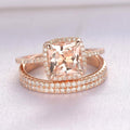 Halo Cushion Cut 3pc Rose Gold Set - jewel-inside