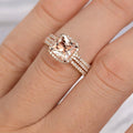 Halo Cushion Cut 3pc Rose Gold Set - jewel-inside