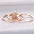 Halo Cushion Cut 3pc Rose Gold Set - jewel-inside