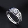 Created White Sapphire Titanium Steel Men's Wedding Band - jewel-inside