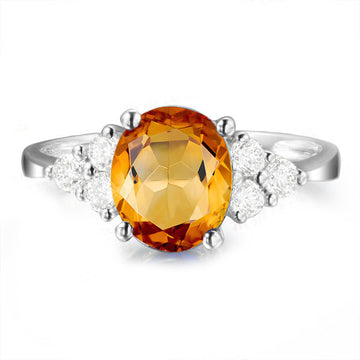 Jolics Oval Natural Citrine Sterling Silver Ring