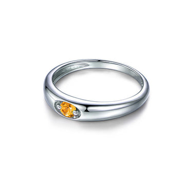 Jolics Round Cut Natural Citrine Silver Ring Band