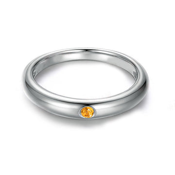 Jolics Single Stone Natural Citrine Silver Band