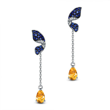 Jolics Butterfly Natural Citrine Silver Drop Earrings