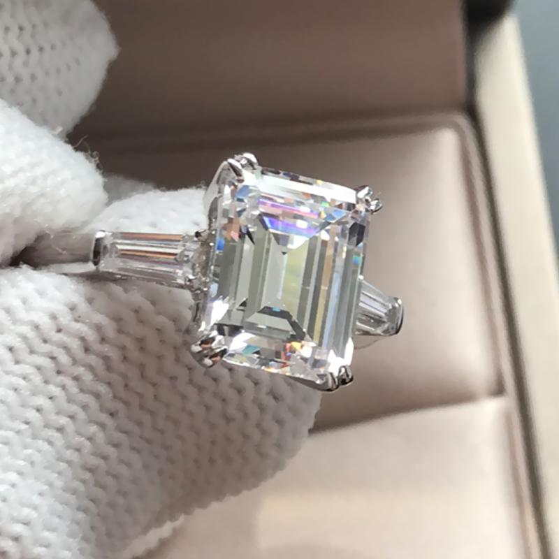 Emerald Cut Tapered Three Stone Ring - jewel-inside