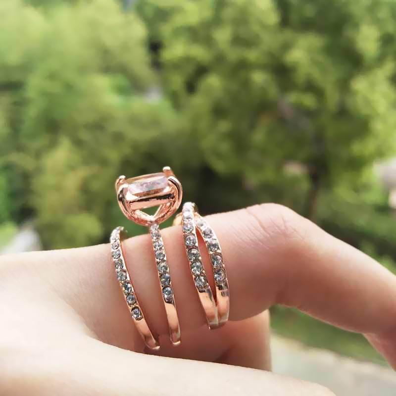 Fashion Rose Gold 3pc Ring Set - jewel-inside