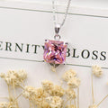 6.0 CT Princess Cut Pink Stone Necklace - jolics