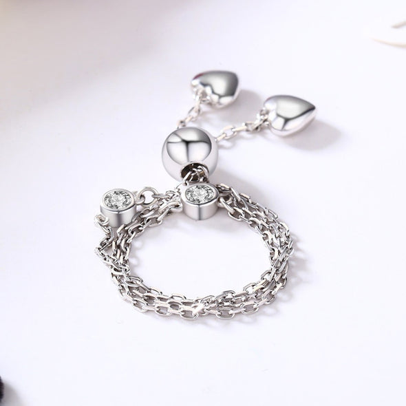 925 Sterling Silver Adjustable Finger Chain Bracelet Ring - jolics