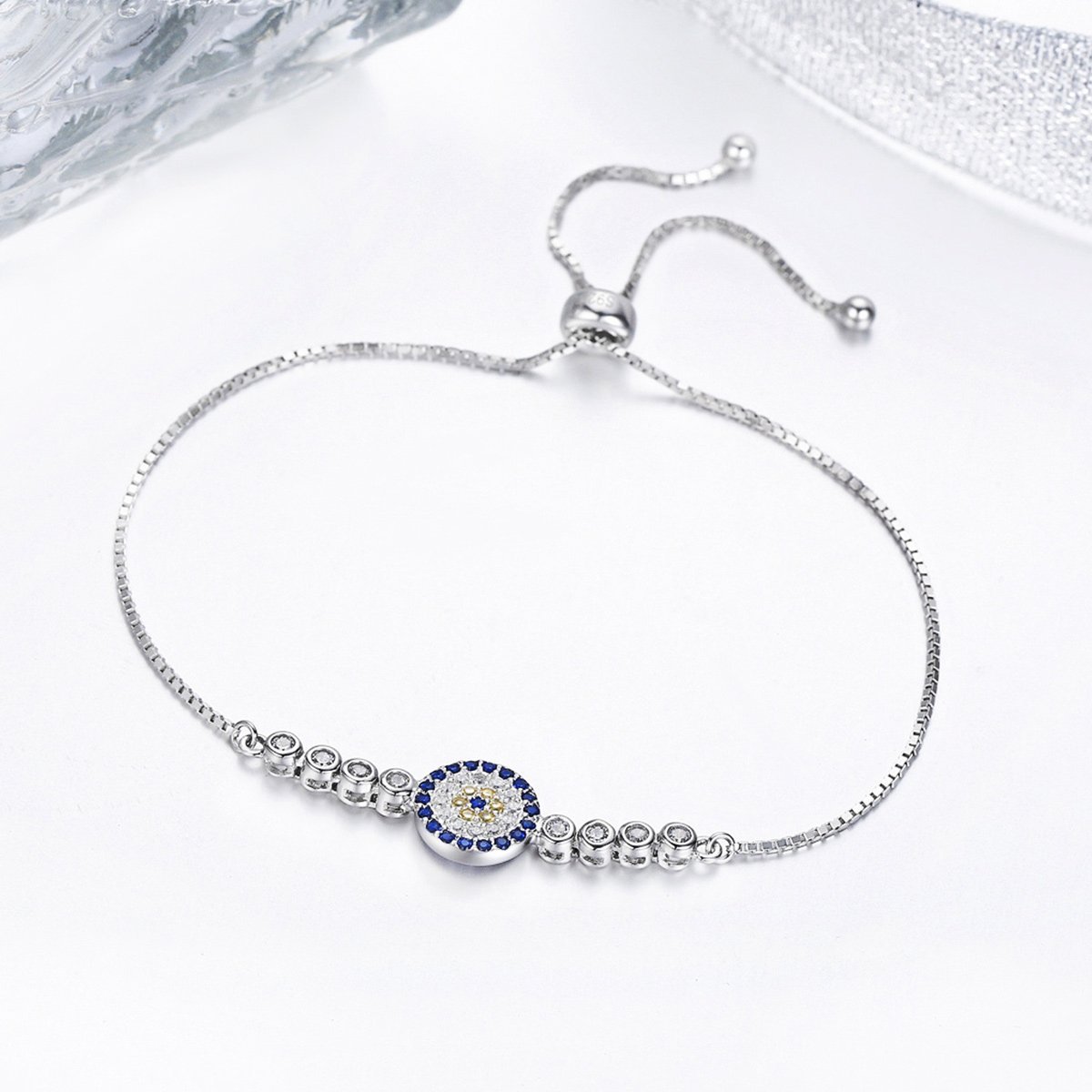 925 Sterling Silver Blue Eye Turkish Bracelet With Gemstone - jolics