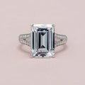 6 CT Emerald Cut Split Shank Sterling Silver Engagement Ring - jewel-inside