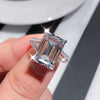 6 CT Emerald Cut Split Shank Sterling Silver Engagement Ring - jewel-inside