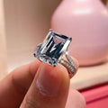 6 CT Emerald Cut Split Shank Sterling Silver Engagement Ring - jewel-inside