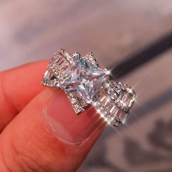 Handmade 2.85 CT Vintage Princess Cut Sterling Silver Engagement Ring